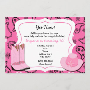 Invitación de Pañuelo de Cowgirl Rosa al estilo We