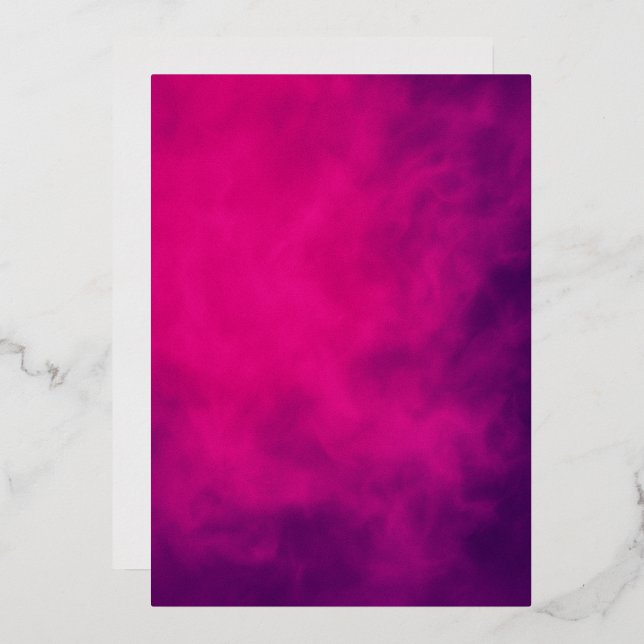 Invitación de papel de aluminio con humo rosa neón (Anverso/Reverso)