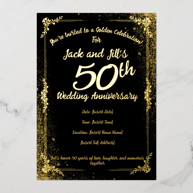 Invitación de papel de aluminio del 50 aniversario (Anverso)