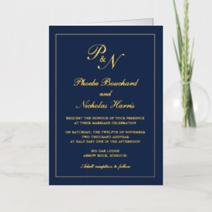 Invitación de papel de aluminio para boda clásica 