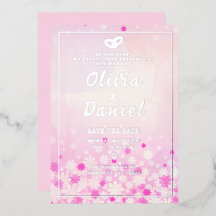 Invitación de papel de aluminio plateado con flore