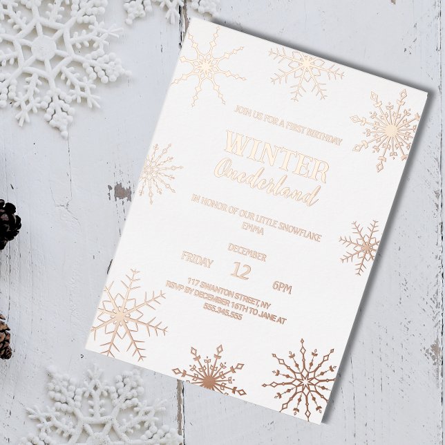 Invitación de papel de aluminio Rose Gold Winter o (Subido por el creador)