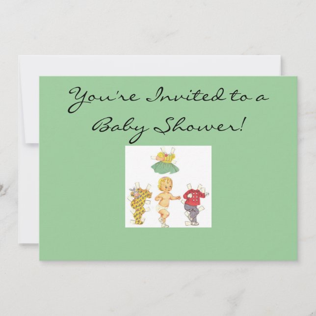 Invitación de papel de Baby Shower de la muñeca (Anverso)