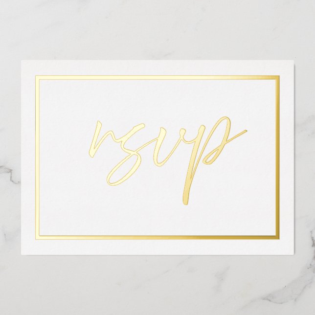 Invitación de papel de oro moderno para boda con r (Anverso)