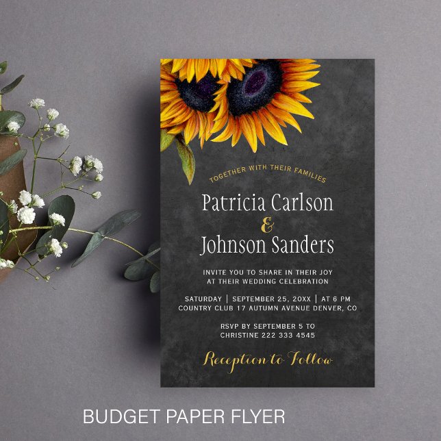 Invitación de papel del boda rústico de girasol co (Subido por el creador)