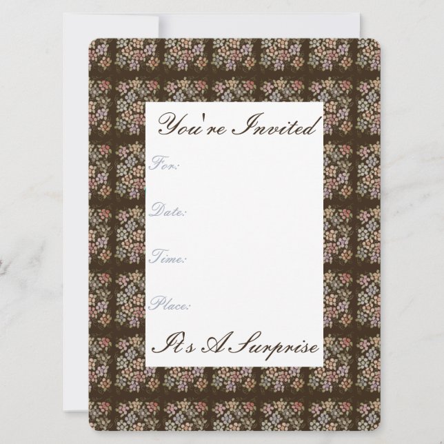 Invitación de papel floreado de chocolate bonito (Anverso)