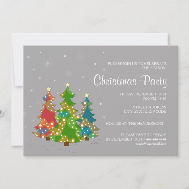 Invitación de papel gris Fiesta de Navidades moder (Anverso)