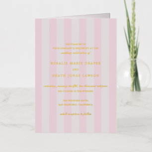 Invitación de papel metálico para boda con rayas r