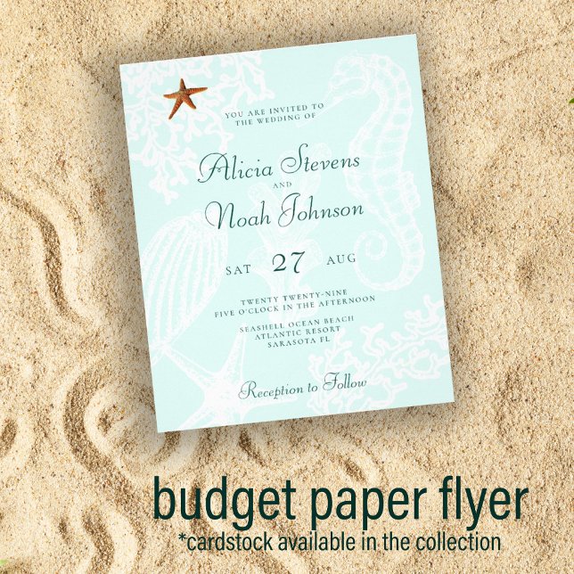 Invitación de papel para boda de playa económica (Subido por el creador)