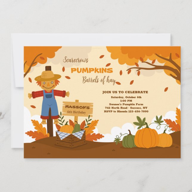 Invitación de Parche de Calabazas de Otoño (Anverso)