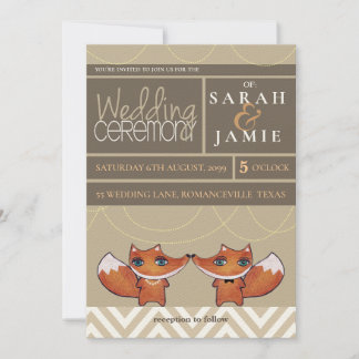 Invitación de pareja Boda de zorros únicos moderno