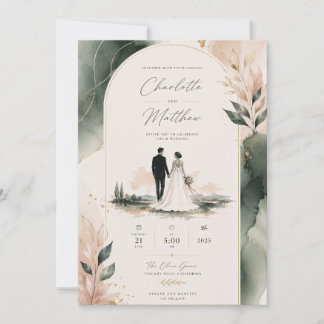 Invitación de Pareja de Arte de Línea Moderna