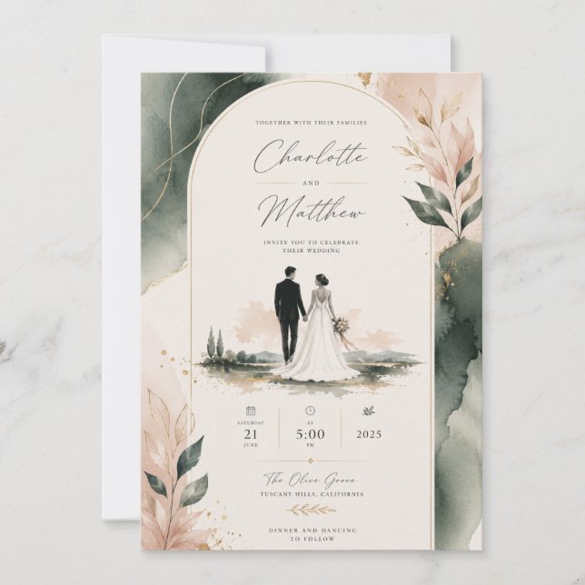 Invitación de Pareja de Arte de Línea Moderna (Anverso)