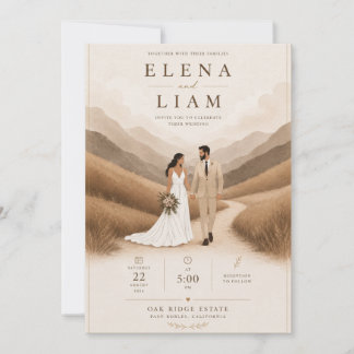 Invitación de Pareja de Arte de Línea Moderna
