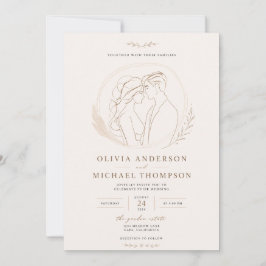 Invitación de Pareja de Arte de Línea Moderna