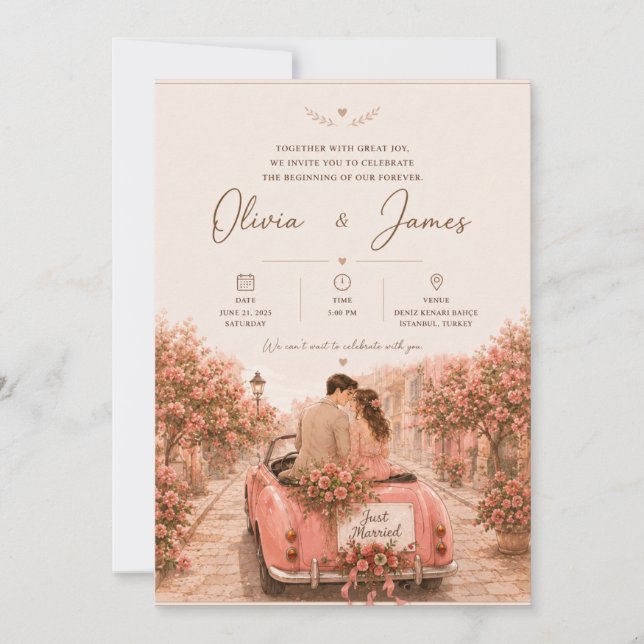 Invitación de Pareja de Arte de Línea Moderna (Anverso)