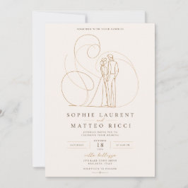 Invitación de Pareja de Arte de Línea Moderna
