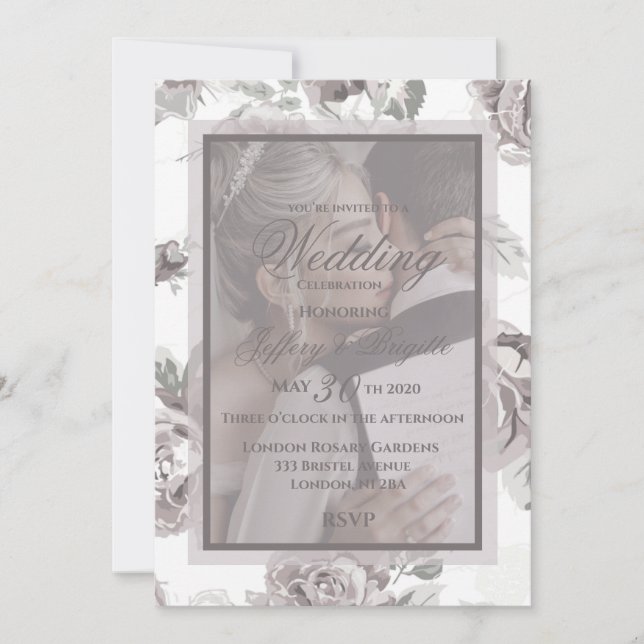 Invitación de pareja de novios rosa rosa (Anverso)