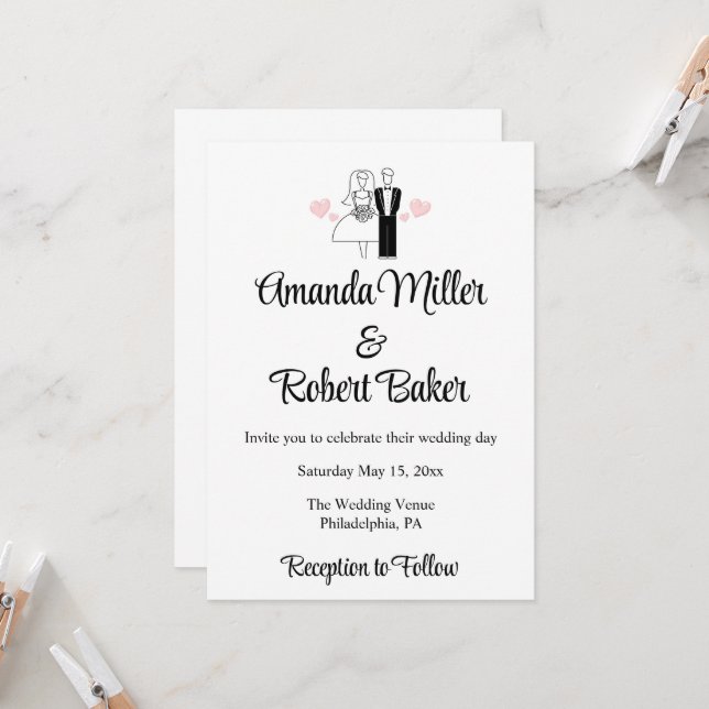 Invitación de pareja de novios y novias (Anverso/Reverso In Situ)