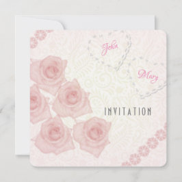 Invitación de pareja de rosas de cosecha rosa