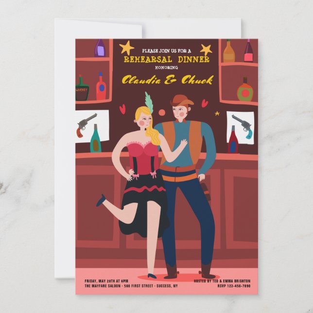 Invitación de pareja de Saloon (Anverso)