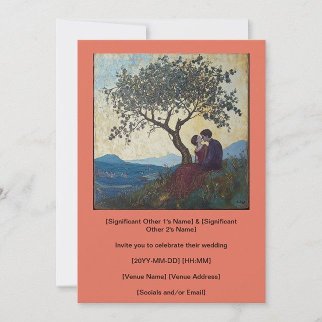 Invitación de pareja enamorada Innu de Orange besá (Anverso)