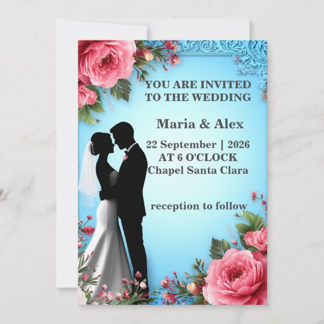 ✨ Invitación de Pareja Floral para Uso en Bodas ✨ (Anverso)