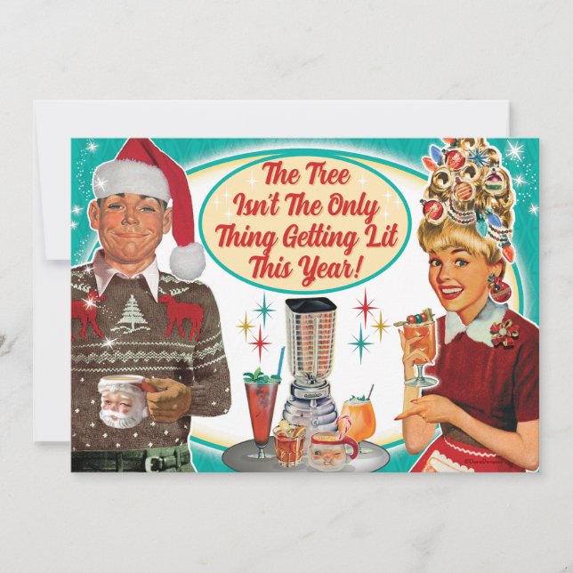 Invitación de pareja para fiesta de Navidad Gettin (Anverso)