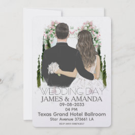Invitación de pareja romántica en acuarela con pre