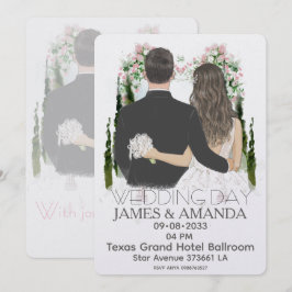 Invitación de pareja romántica en acuarela con pre