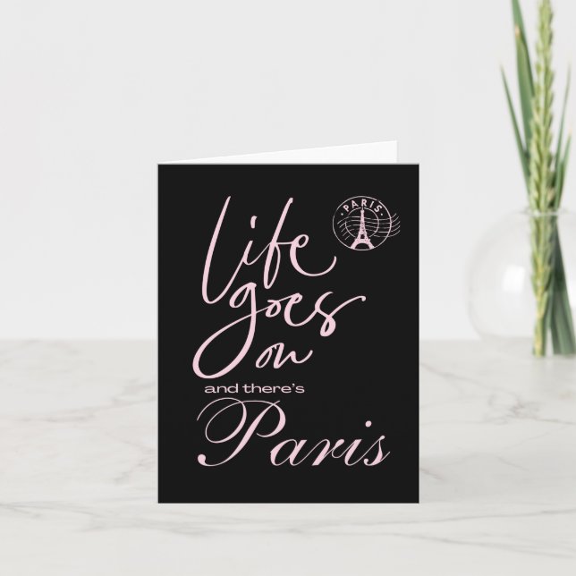 Invitación de París con tema de París en rosa y ne (Anverso)