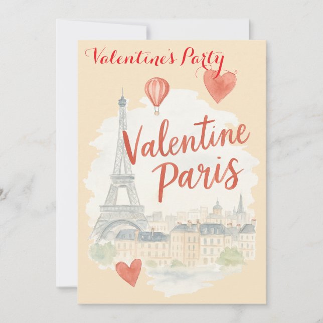 Invitación de París de San Valentín con Torre Eiff (Anverso)