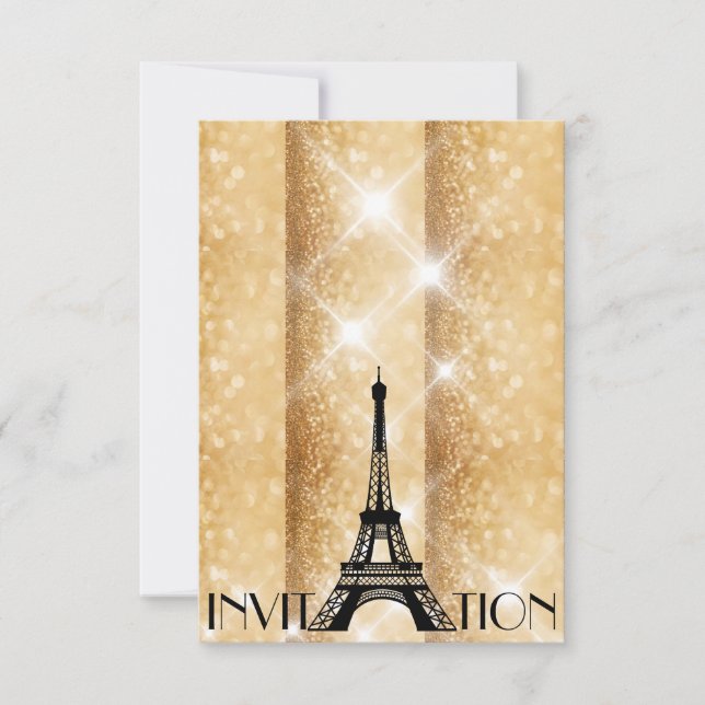 Invitación de París personalizada de Purpurina de  (Anverso)