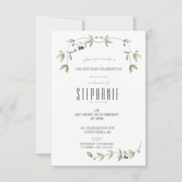 Invitación de parra de hoja de olivo acuarela