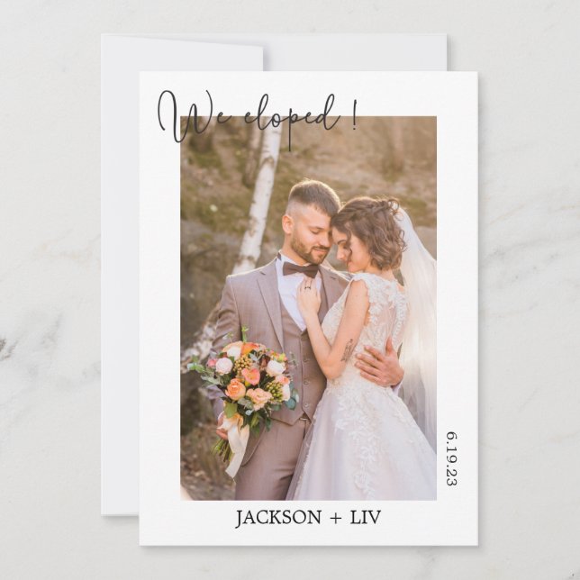 Invitación de parte de Boda de fotografía minimali (Anverso)