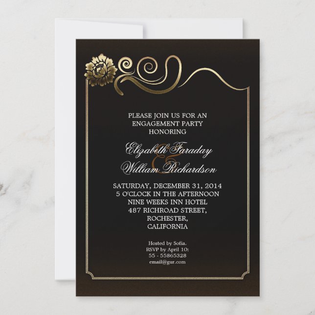 invitación de parte de compromiso elegante (Anverso)