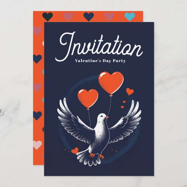 Invitación de parte el día de San Valentín con cód (Anverso / Reverso)