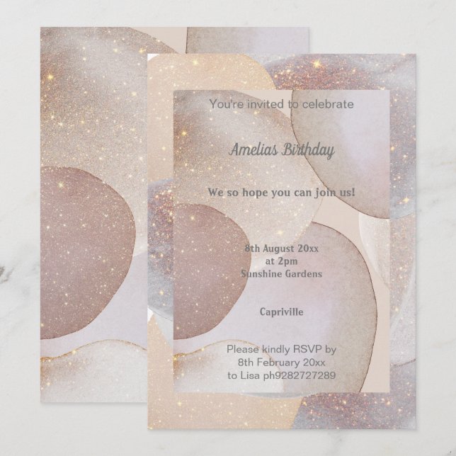 INVITACIÓN DE PARTIDA DE CUMPLEAÑOS DE LA BURBUJA  (Anverso / Reverso)