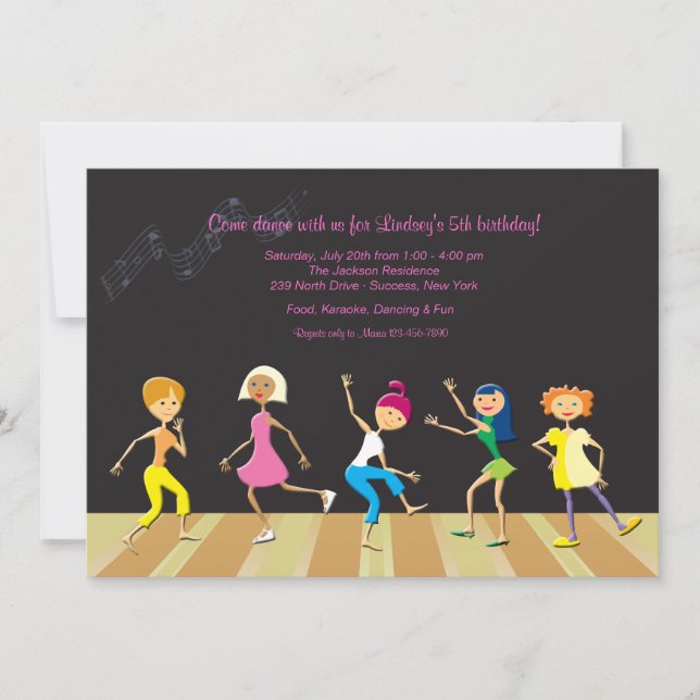 Invitación de partido de baile de chicas (Personal (Anverso)