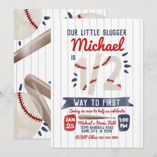 Invitación de partido de béisbol de niño medio cum
