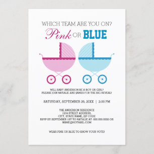 Invitación de partido de género rosa o azul