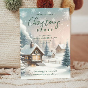 Invitación de partido de Navidades brillantes con 