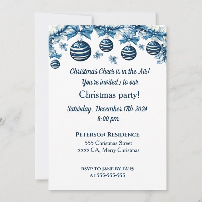 Invitación de partido de navidades en azul y blanc (Anverso)