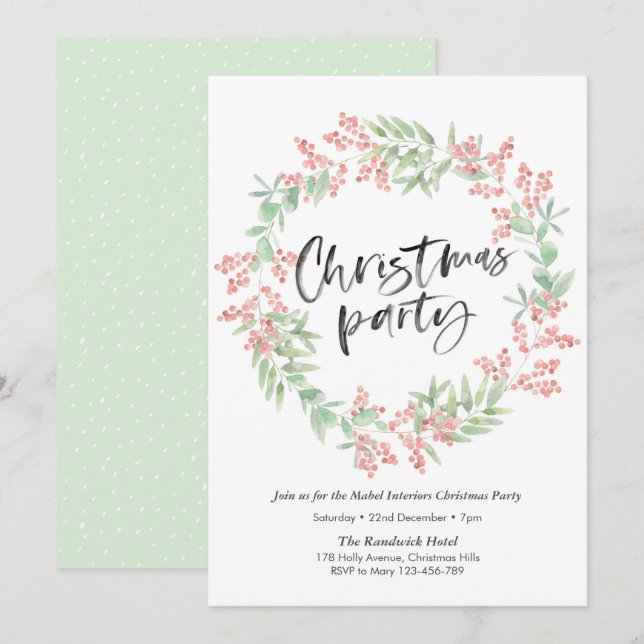 Invitación de partido de navidades | floral hueca (Anverso / Reverso)