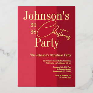 Invitación de partido de Navidades modernos al oro