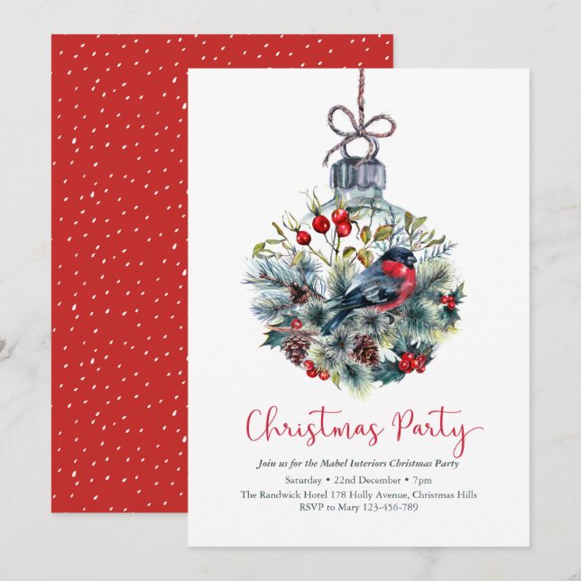 Invitación de partido de navidades | Pájaro de Bul (Anverso / Reverso)