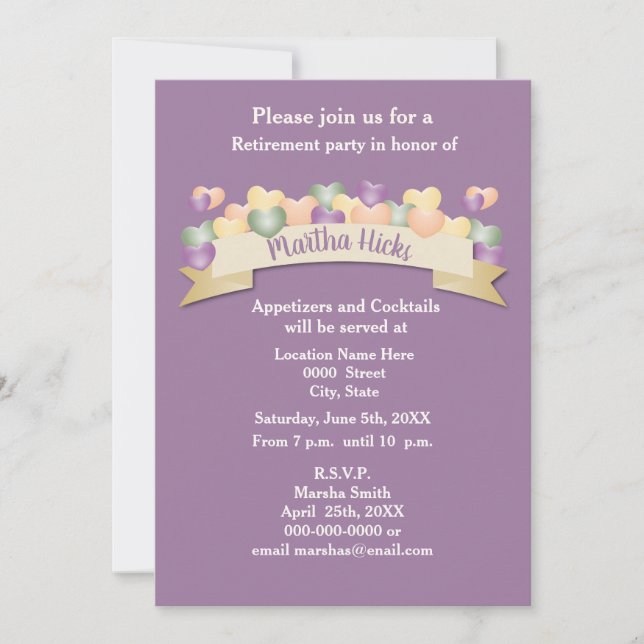 Invitación de partido de retiro / Corazón púrpura (Anverso)