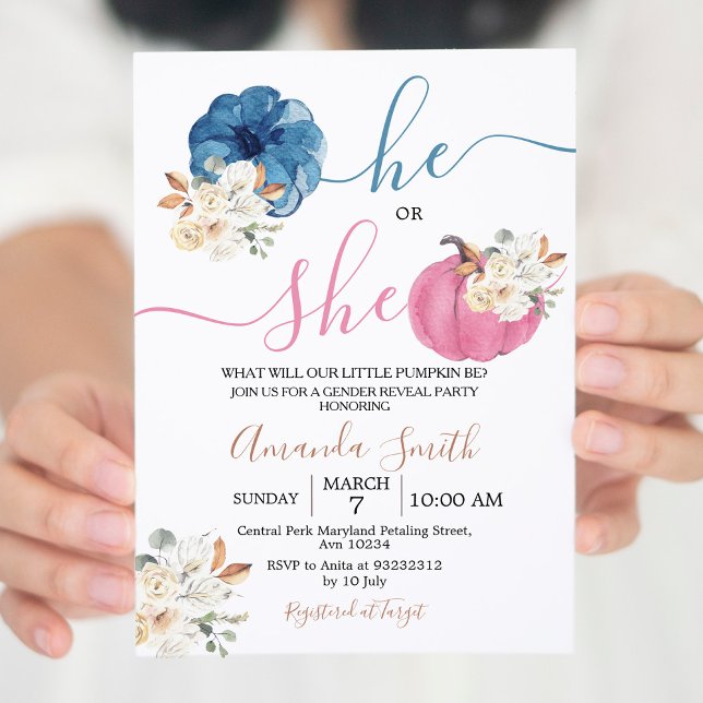 Invitación de partido de Rubor Pink & Navy Gender  (Subido por el creador)