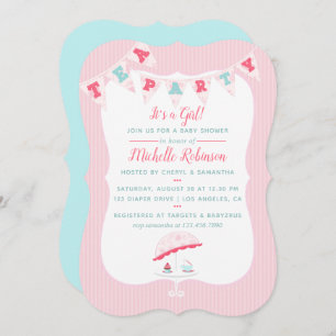 Invitación de partido de té Baby Shower Chica de S