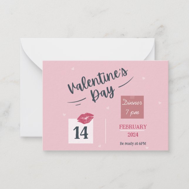 Invitación de partido El día de San Valentín rosad (Anverso)